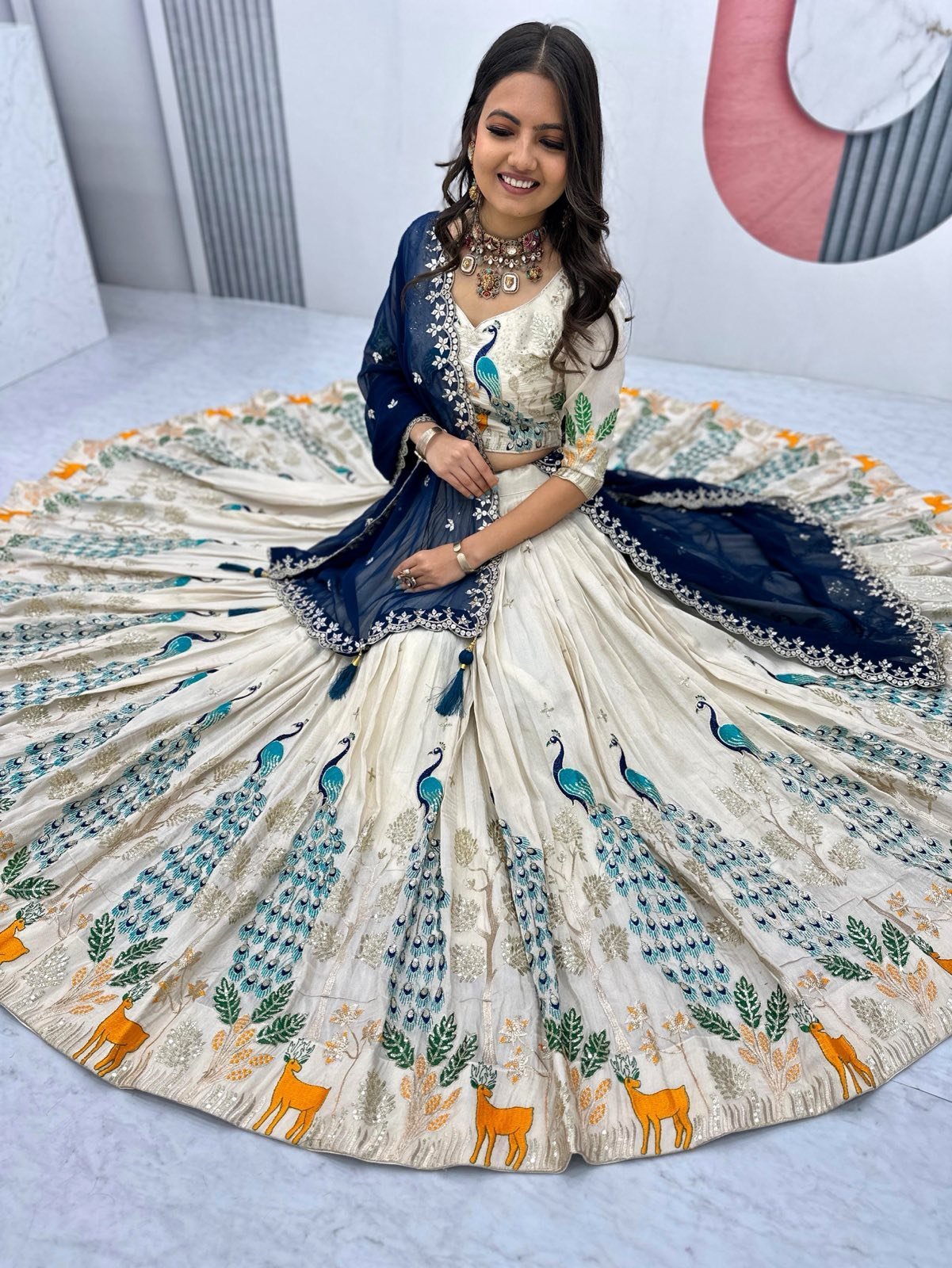 Trending Peacock Embroidery Halfsaree/Lehenga Collection